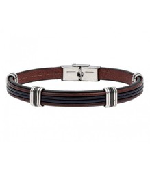 Pulsera Acero Hombre Liska 84BA1205 Piel Marrón Bicolor Negra