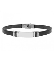 Pulsera Acero Hombre Liska 84BA1223-N Piel Negra