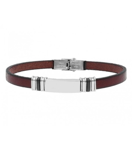 Pulsera Acero Hombre Liska 84BA1223 Piel Marrón