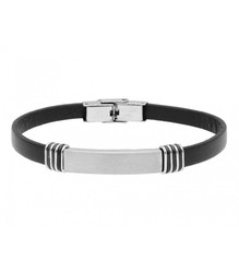 Pulsera Acero Hombre Liska 84BA1224-N Piel Negra