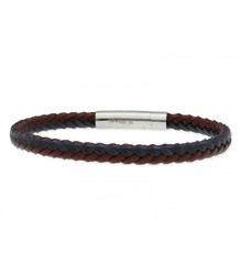 Pulsera Acero Hombre Liska 84BA1282 Piel Marrón Bicolor Azul