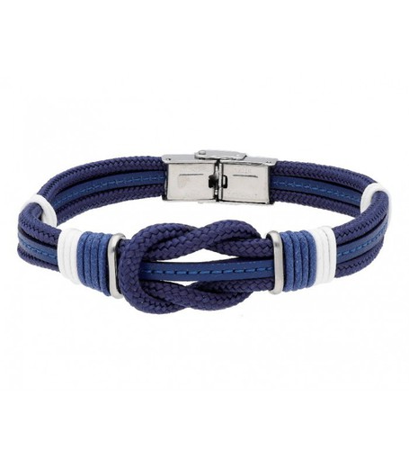 Pulsera Acero Hombre Liska 84BA1324 Piel Azul Nudo