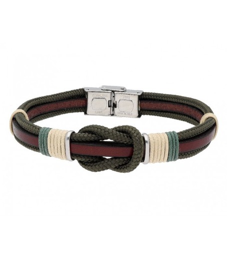 Pulsera Acero Hombre Liska 84BA1326 Piel Marrón Nudo