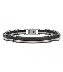 Pulsera Acero Hombre Liska 84BA1359 Piel Negra