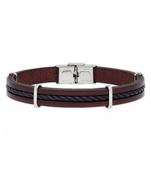 Pulsera Acero Hombre Liska 84BA1428 Piel Marrón Bicolor Negra