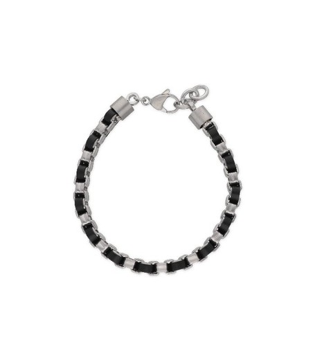 Pulsera Acero Hombre Liska 84BA1438-N Piel Negra