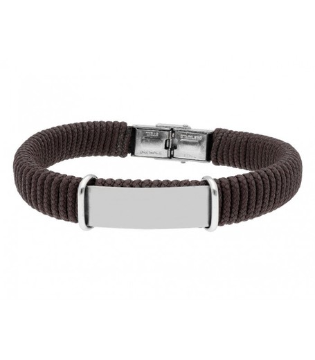 Pulsera Acero Hombre Liska 84BA1490-M Cuerda Marrón