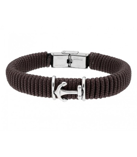 Pulsera Acero Hombre Liska 84BA1491-M Cuerda Marrón