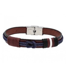 Pulsera Acero Hombre Liska 84BA1493-A Piel Marrón Nudo