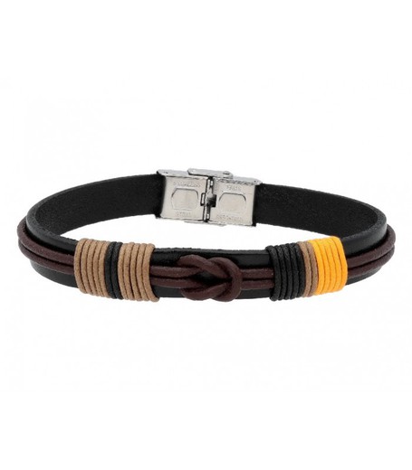 Pulsera Acero Hombre Liska 84BA1494-M Piel Negra Nudo