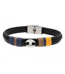 Pulsera Acero Hombre Liska 84BA1495-N Piel Negra Marinero