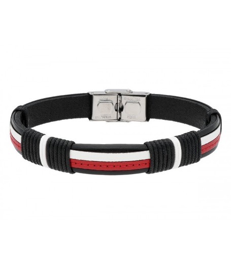 Pulsera Acero Hombre Liska 84BA1500-NR Piel Negra