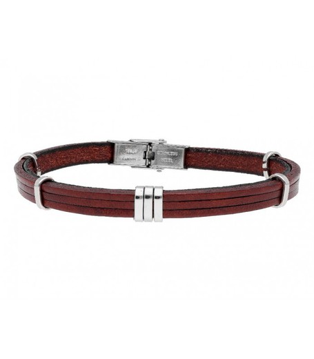 Pulsera Acero Hombre Liska 84BA1502-M Piel Marrón