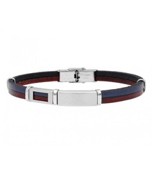 Pulsera Acero Hombre Liska 84BA1506 Piel Marrón Bicolor Azul