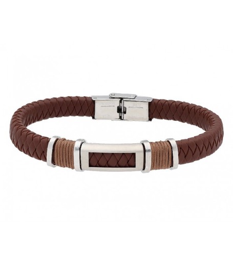 Pulsera Acero Hombre Liska 84BA1514-M Sport Marrón Trenzada