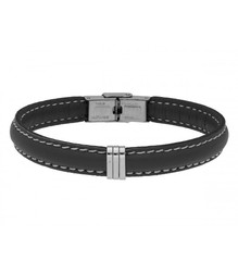 Pulsera Acero Hombre Liska 84BA1527-N Piel Negra