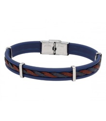 Pulsera Acero Hombre Liska 84BA1532-A Piel Azul Bicolor Marrón