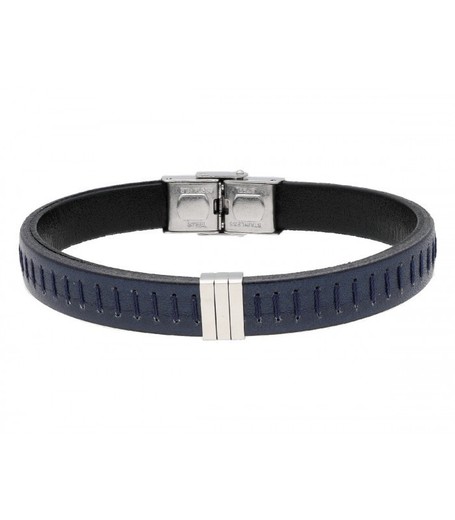 Pulsera Acero Hombre Liska 84BA1534-A Piel Azul