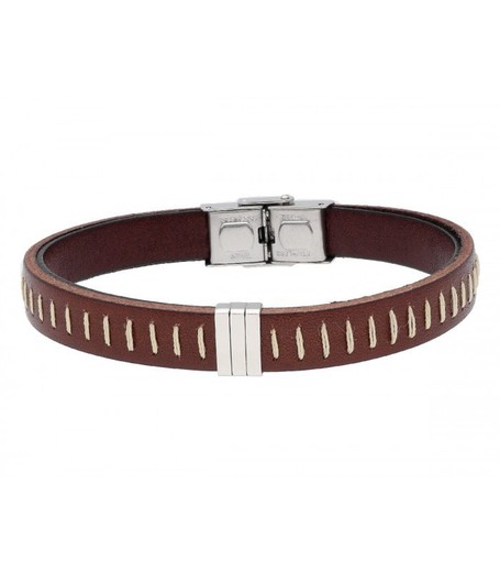 Pulsera Acero Hombre Liska 84BA1534-M Piel Marrón