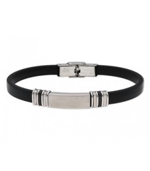 Pulsera Acero Hombre Liska 84BA712 Piel Negra