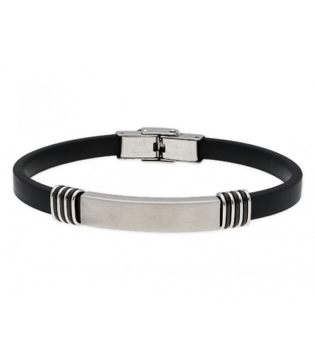 Pulsera Acero Hombre Liska 84BA713 Piel Negra