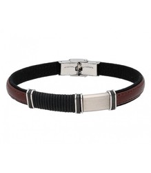 Pulsera Acero Hombre Liska 84BA867-M Piel Marrón Bicolor Negra