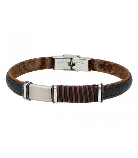 Pulsera Acero Hombre Liska 84BA867-N Piel Negra