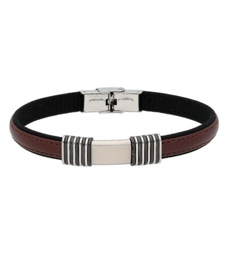 Pulsera Acero Hombre Liska 84BA868 Piel Marrón