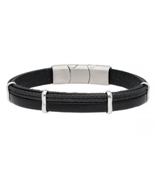 Pulsera Acero Hombre Liska 86BR334-N Piel Negra