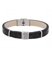 Pulsera Acero Hombre Liska 86BR337 Piel Negra