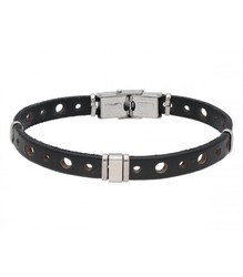 Pulsera Acero Hombre Liska 86BR340 Piel Negra