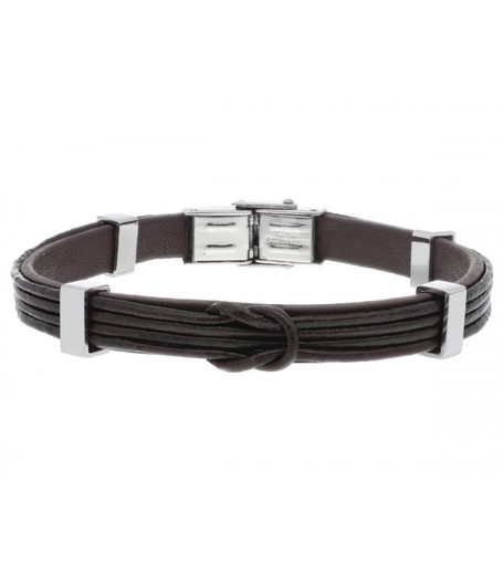 Pulsera Acero Hombre Liska 87BR001-M Piel Marrón