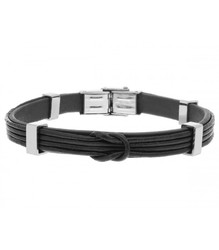 Pulsera Acero Hombre Liska 87BR001-N Piel Negra