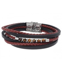 Pulsera Acero Hombre Liska 87BR004 Multiple Piel Negra Marrón