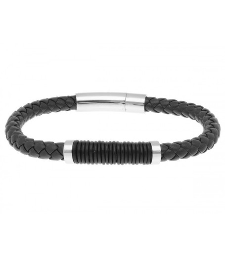 Pulsera Acero Hombre Liska 87BR007-N Piel Negro