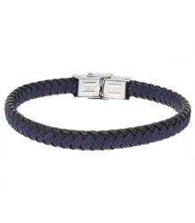 Pulsera Acero Hombre Liska 87BR008-A Piel Azul Bicolor Negro