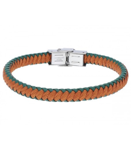 Pulsera Acero Hombre Liska 87BR008-NJ Cuerda Naranja Bicolor Turquesa