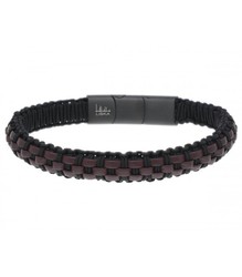 Pulsera Acero Hombre Liska 87BR009 Piel Marrón Bicolor Negro