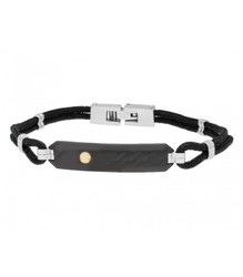 Pulsera Acero Hombre Liska GOLD207BR Tejido Negra Oro