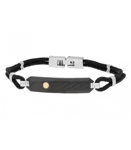 Pulsera Acero Hombre Liska GOLD207BR Tejido Negra Oro