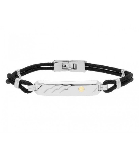 Pulsera Acero Hombre Liska GOLD208BR Tejido Negra Oro