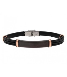 Pulsera Acero Hombre Liska MTC018BR-R Piel Negra