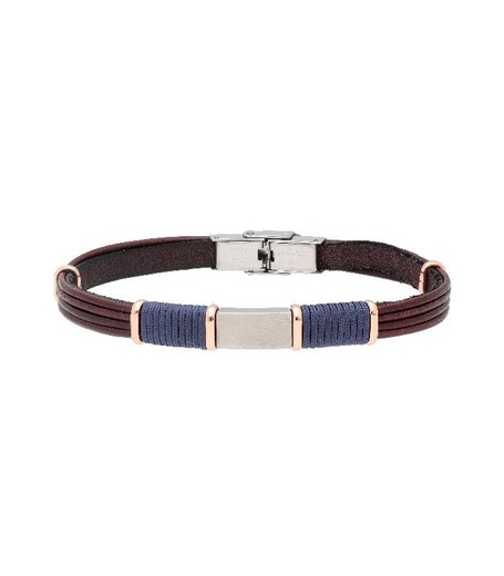 Pulsera Acero Hombre Liska MTC080BR-M Piel Marrón