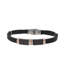 Pulsera Acero Hombre Liska MTC082BR-N Piel Negra