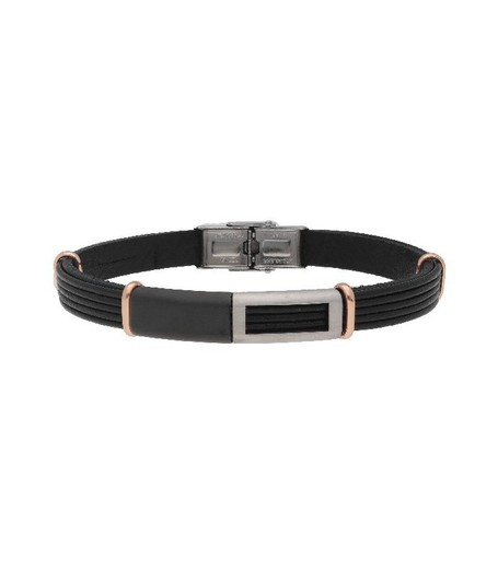 Pulsera Acero Hombre Liska MTC083BR-N Piel Negra