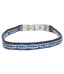 Pulsera Acero Hombre Liska MTC128BR Eslabones Acero Bicolor Azul