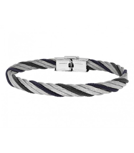 Pulsera Acero Hombre Liska NTK001BR-N Gris Bicolor Negra Trenzada