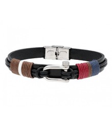 Pulsera Acero Hombre Liska NTK002BR Piel Negra