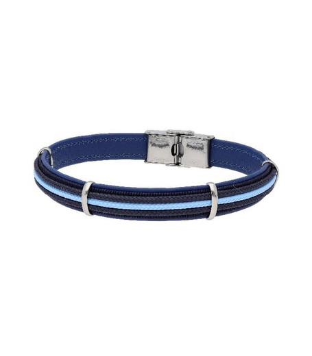 Pulsera Acero Hombre Liska NTK007BR-AC Cuerda Azul Bicolor Negro