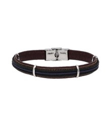 Pulsera Acero Hombre Liska NTK007BR-MA Cuerda Marrón Bicolor Negro